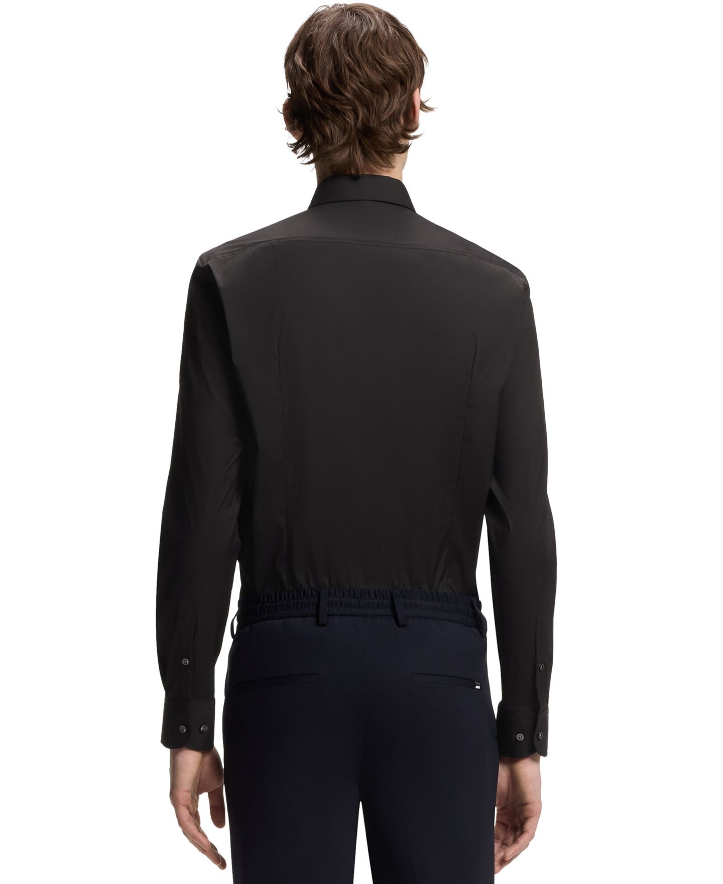 Мужская рубашка Hugo Boss Slim-Fit Easy-Iron Dress Shirt, цвет: Чёрный — фото 7