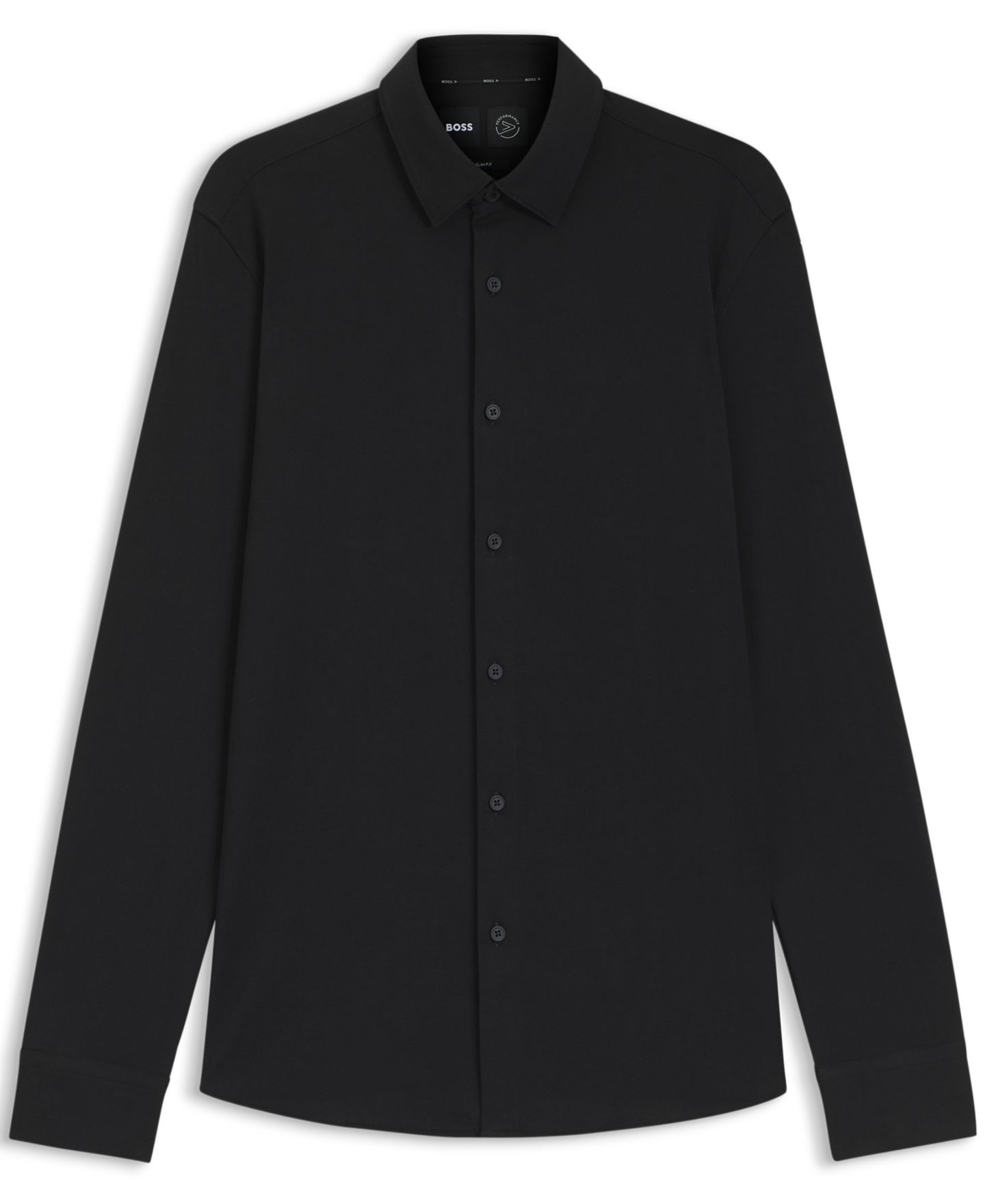 Мужская рубашка Hugo Boss Performance-Stretch Slim-Fit Dress Shirt, цвет: Чёрный — фото 2