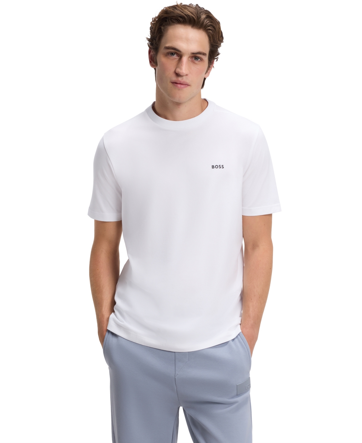Boss by Hugo Boss Men's Contrast Logo Regular-Fit T-Shirt - White