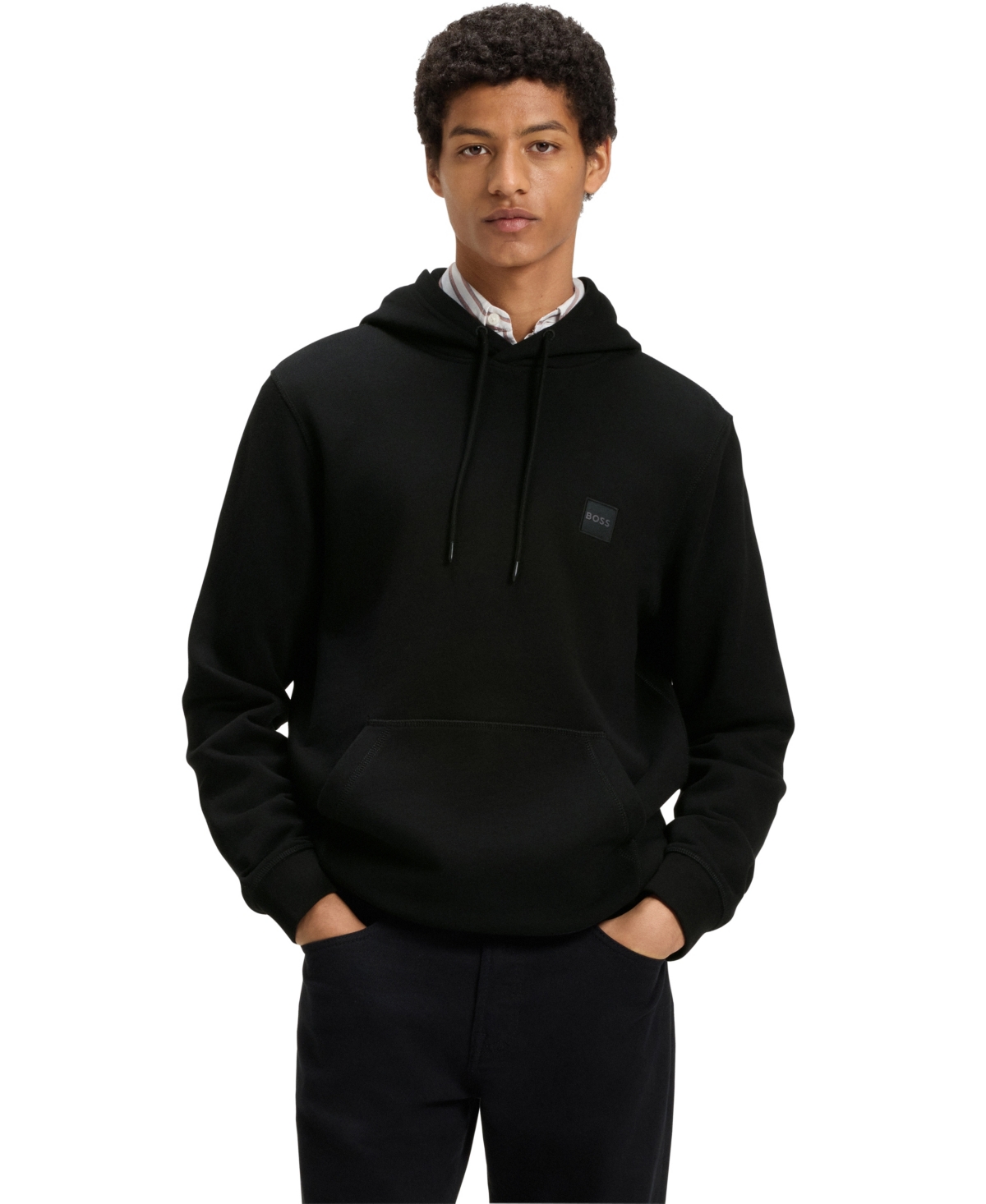Boss by Hugo Boss Men's Regular-Fit Cotton Terry Logo Patch Hoodie - Black