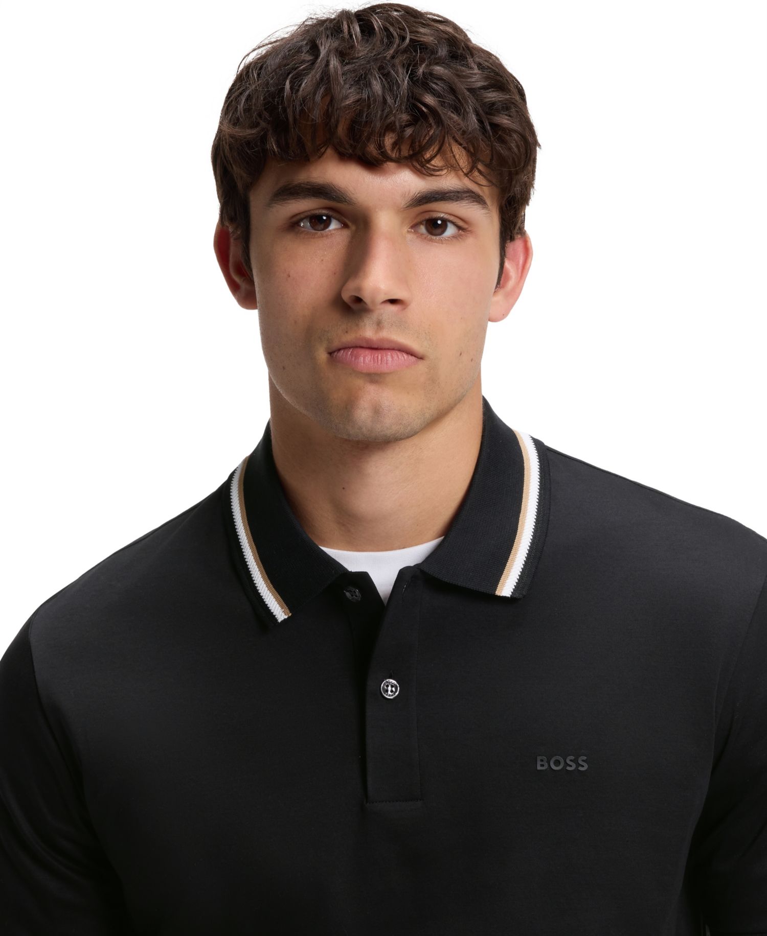 Men's Cotton Slim-Fit Striped Collar Polo Shirt