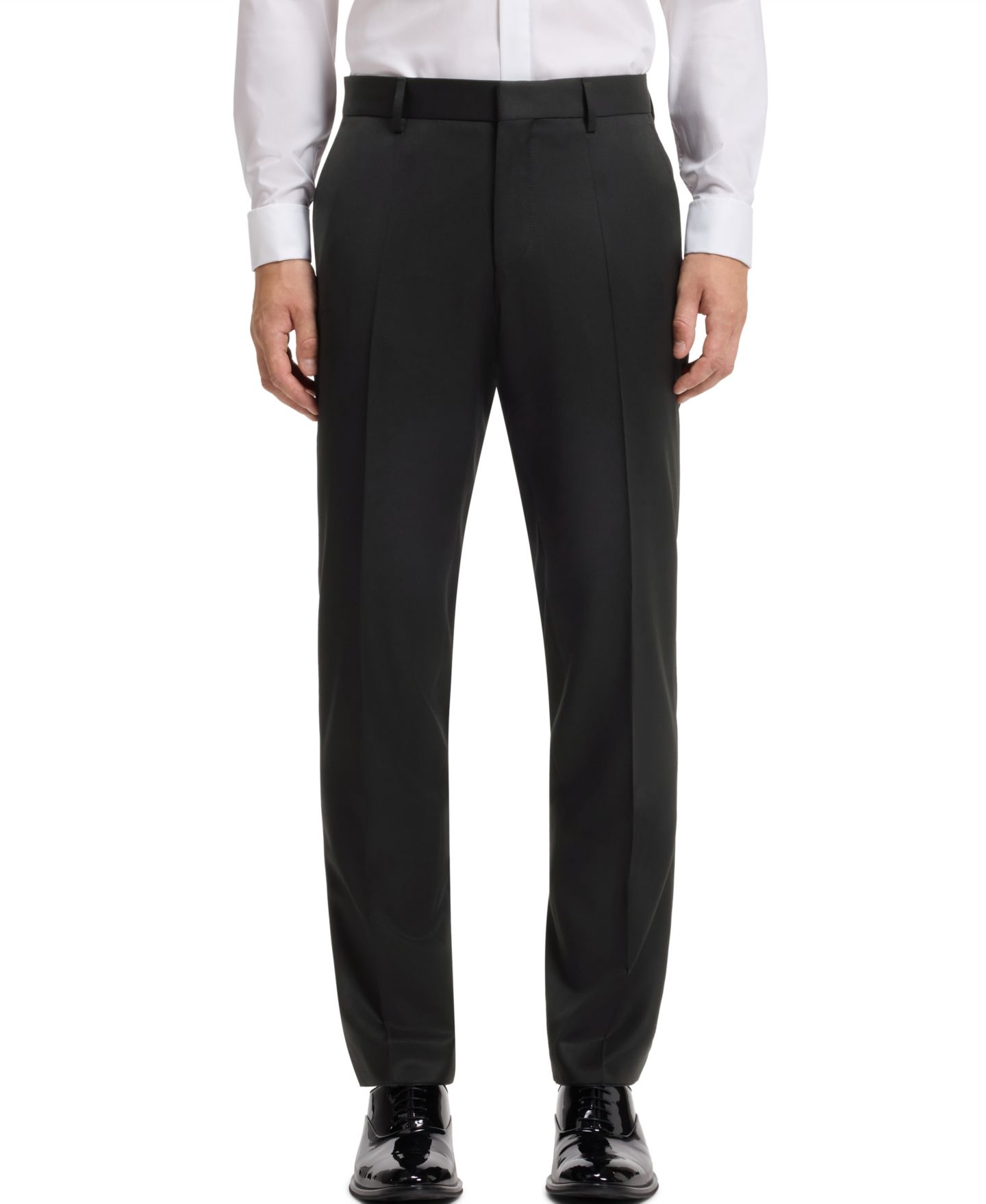 Мужские брюки Hugo Boss Virgin-Wool Serge Slim-Fit, цвет: Чёрный — фото 1