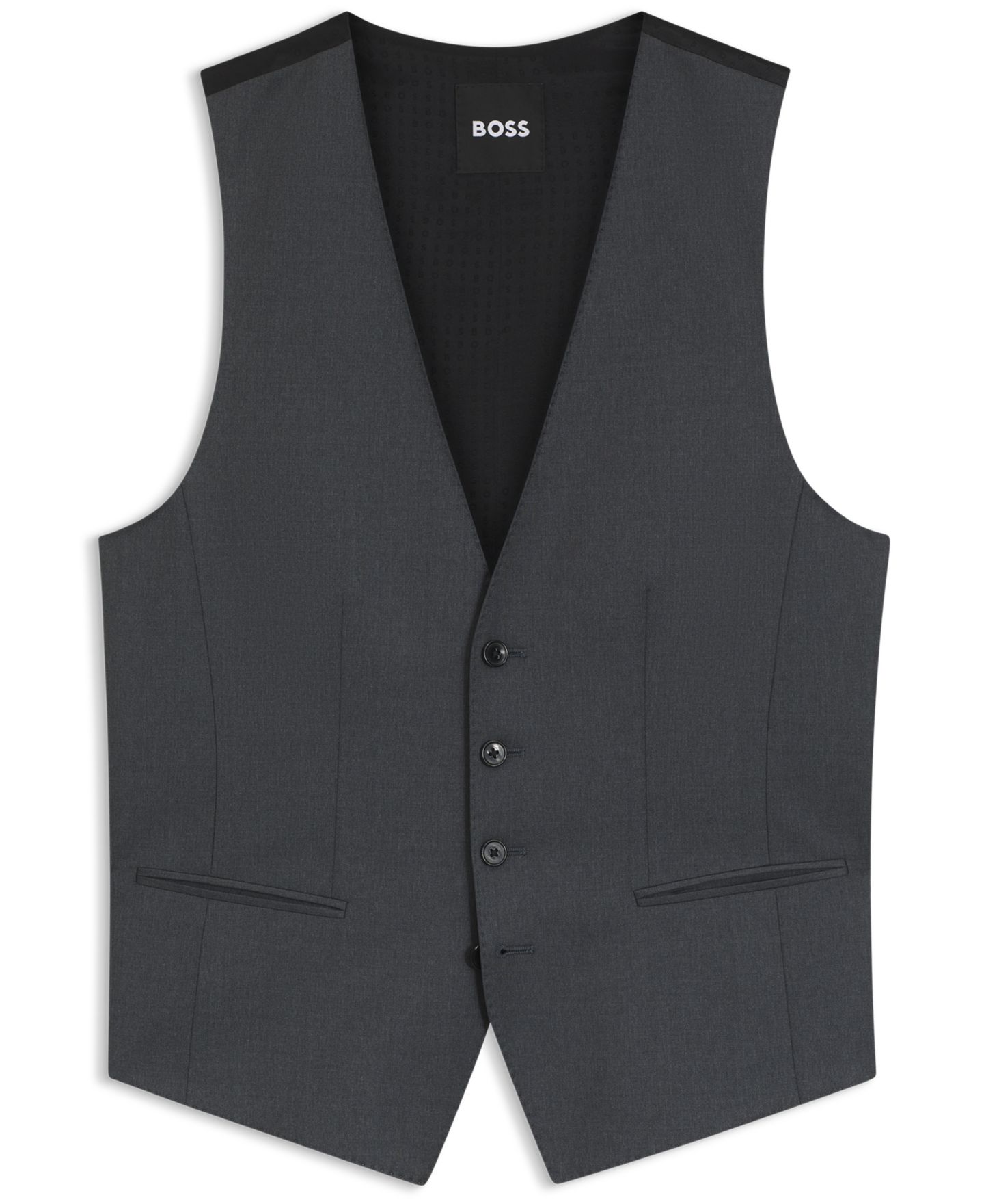 Мужские жилеты BOSS by Hugo Boss Virgin-Wool Serge Slim-Fit Vests, цвет: Тёмный серый — фото 4