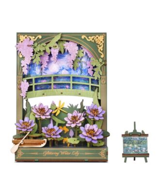 Water Lily 3D Wooden LED Light Puzzle Building Set, Ages 14+