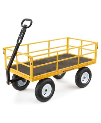 Heavy Duty, 1200 lb Garden Wheelbarrow for Outdoor Use, Yellow Foldable Wagon