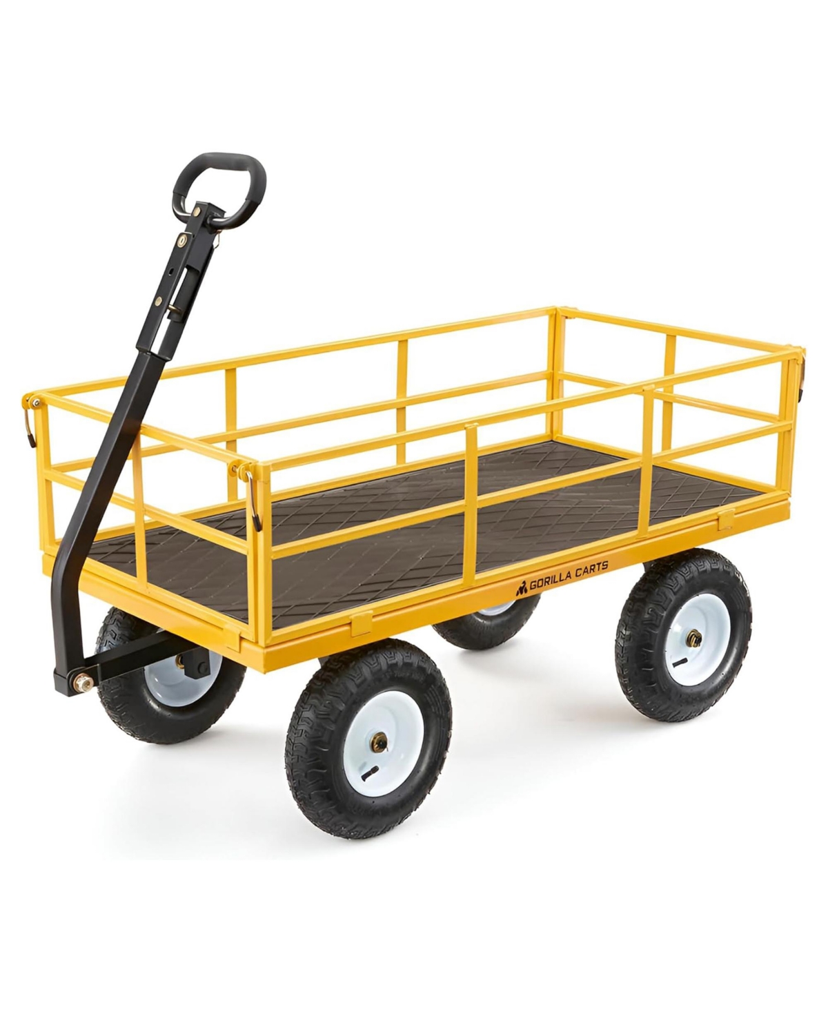 Gorilla Carts Heavy Duty, 1200 lb Garden Wheelbarrow for Outdoor Use, Yellow Foldable Wagon
