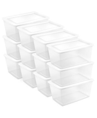 90 Qt Storage Box, Stackable Plastic Container Home Organizer, 12 Pack