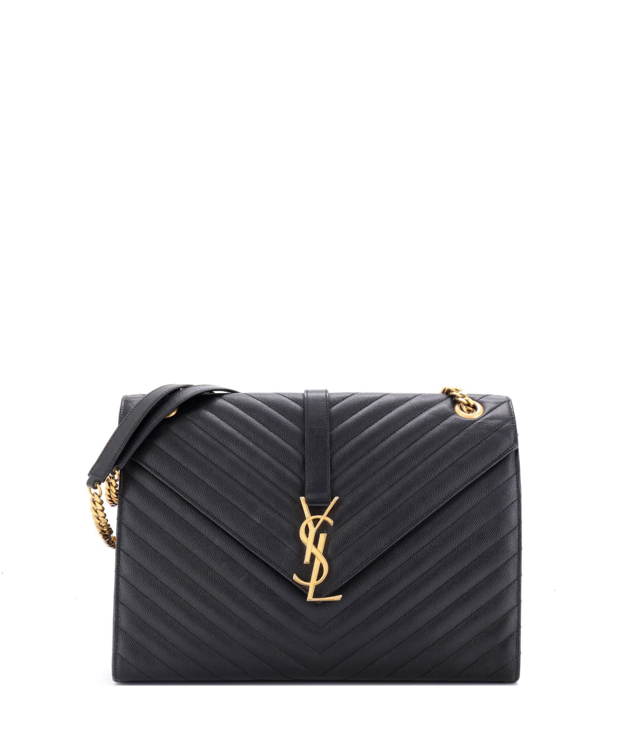 Saint Laurent Large Classic Monogram Envelope Matelasse Chevron Satchel
