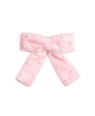 Girls' Velvet Pearl Bow Clip