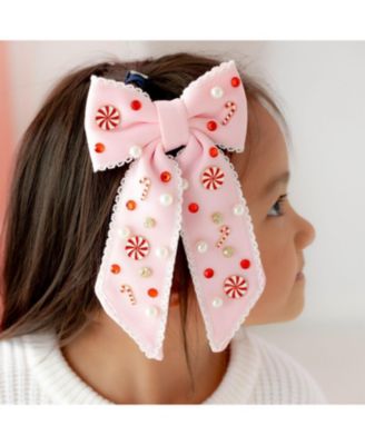 Girls' Candy Cane Christmas Bow Hair Clip
