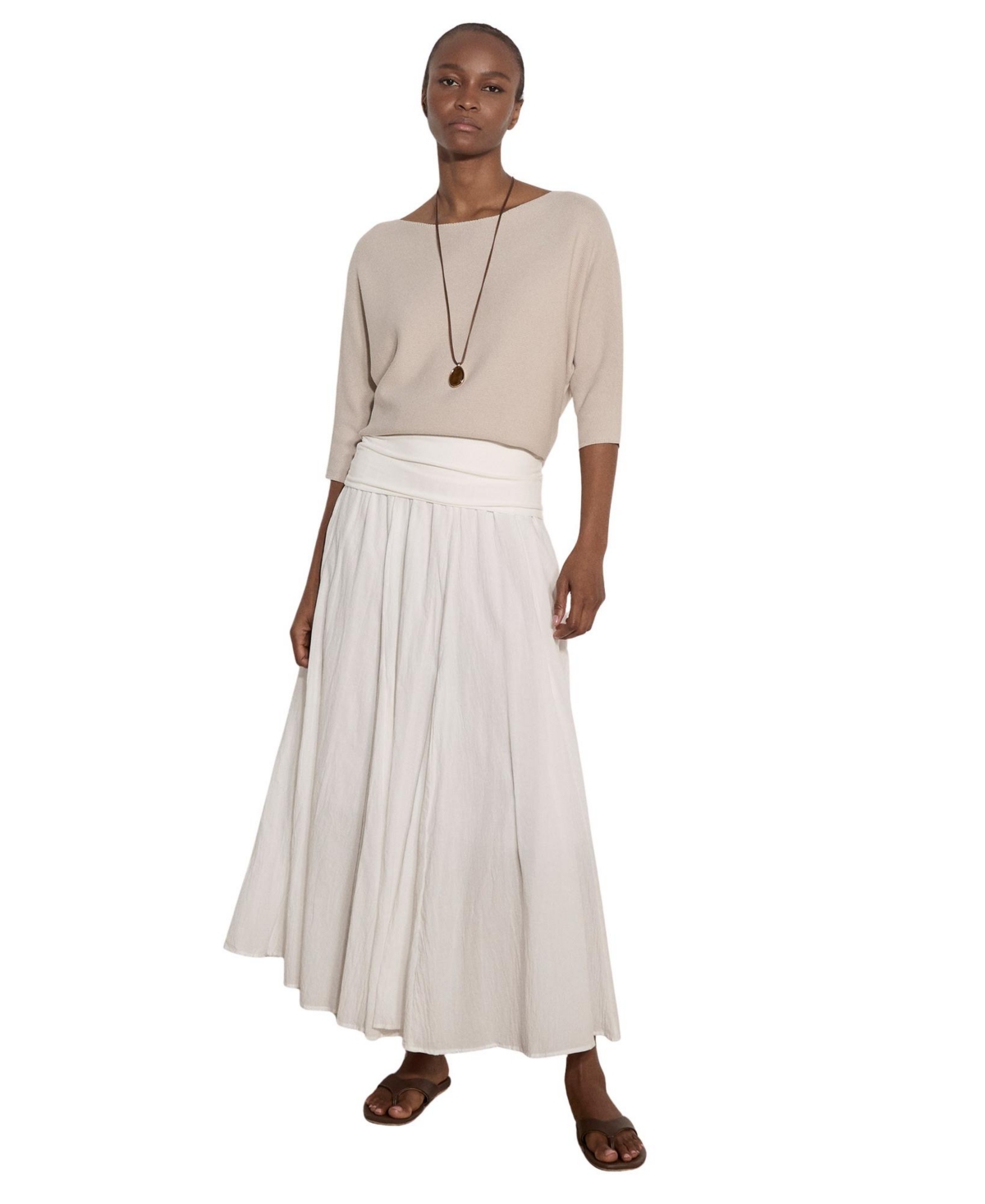 Apricot Women's Waistband Cotton Midaxi Skirt