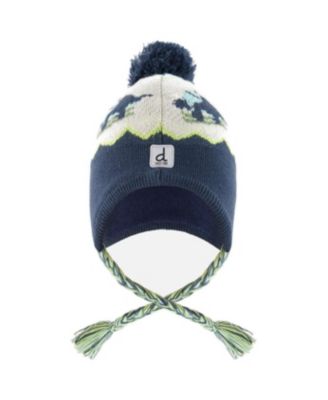 Boys' Winter Peruvian Dino Dinosaur-Jacquard Braided Ear-Flap Fleece-Lined Beanie