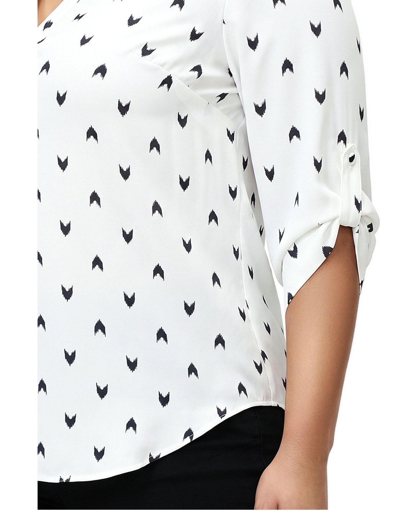 Женская блузка Torrid Plus Size Harper Floral 3/4 Roll-Tab Sleeve, цвет: Белый — фото 2