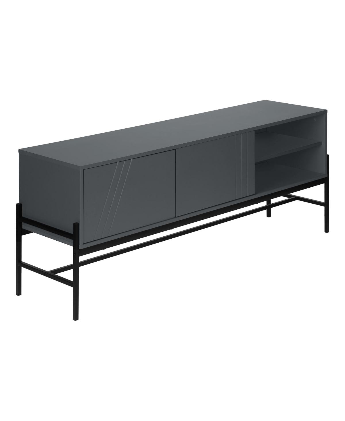 Flynama 60-inch Laminate Tv Stand with Storage Cabinet and Open Shelf