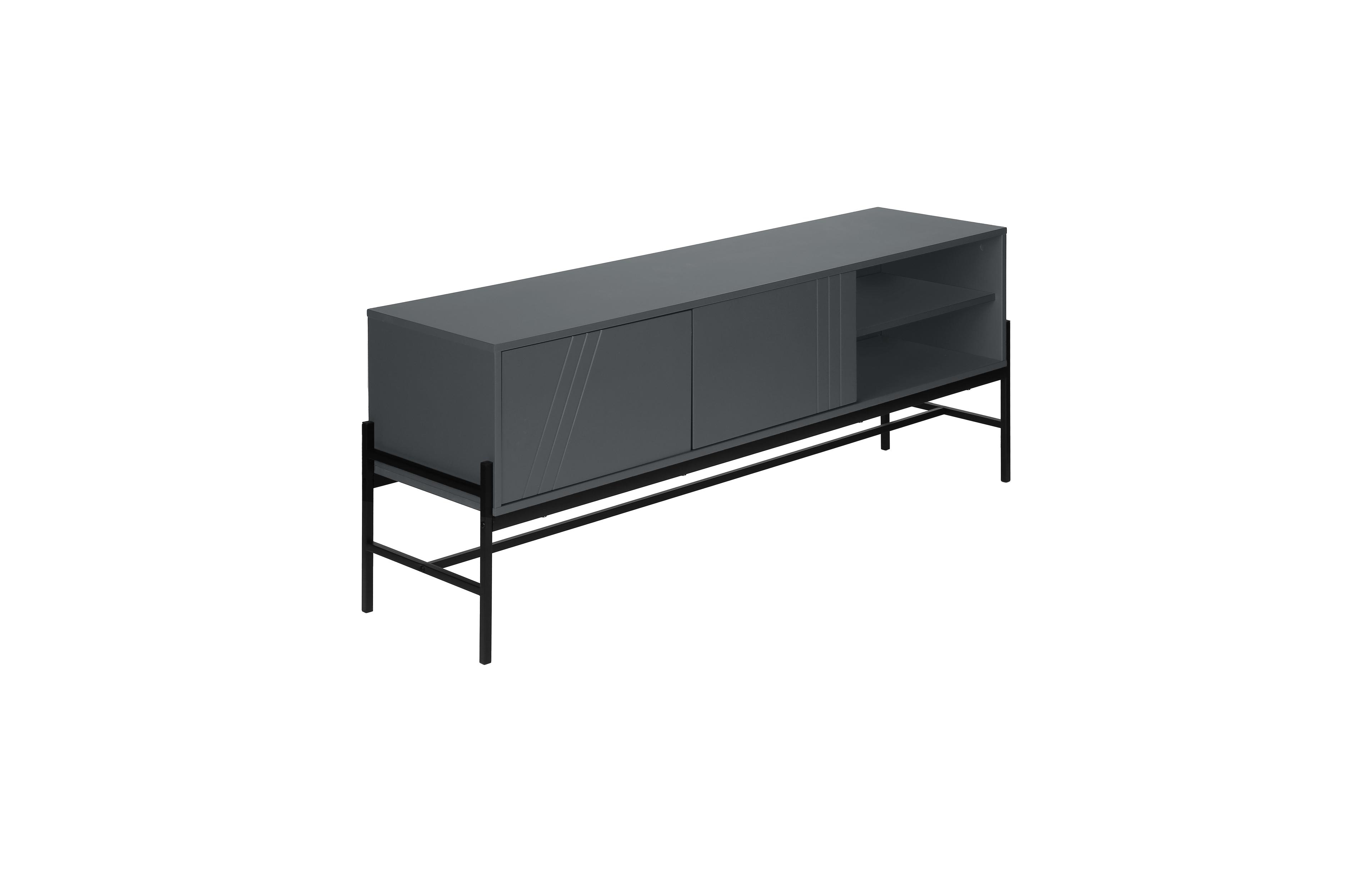Flynama 60-inch Laminate Tv Stand with Storage Cabinet and Open Shelf