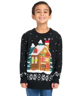 Boys' 4-20 Light Show Christmas Crewneck Sweater