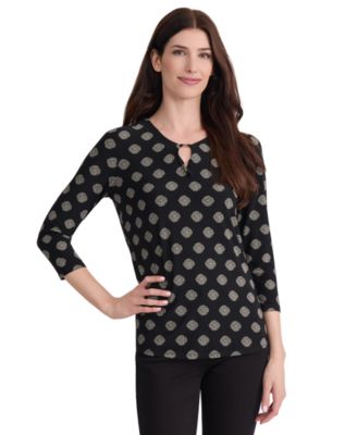 Women's Infinity Trim 3/4-Sleeve V-Neck Blouse