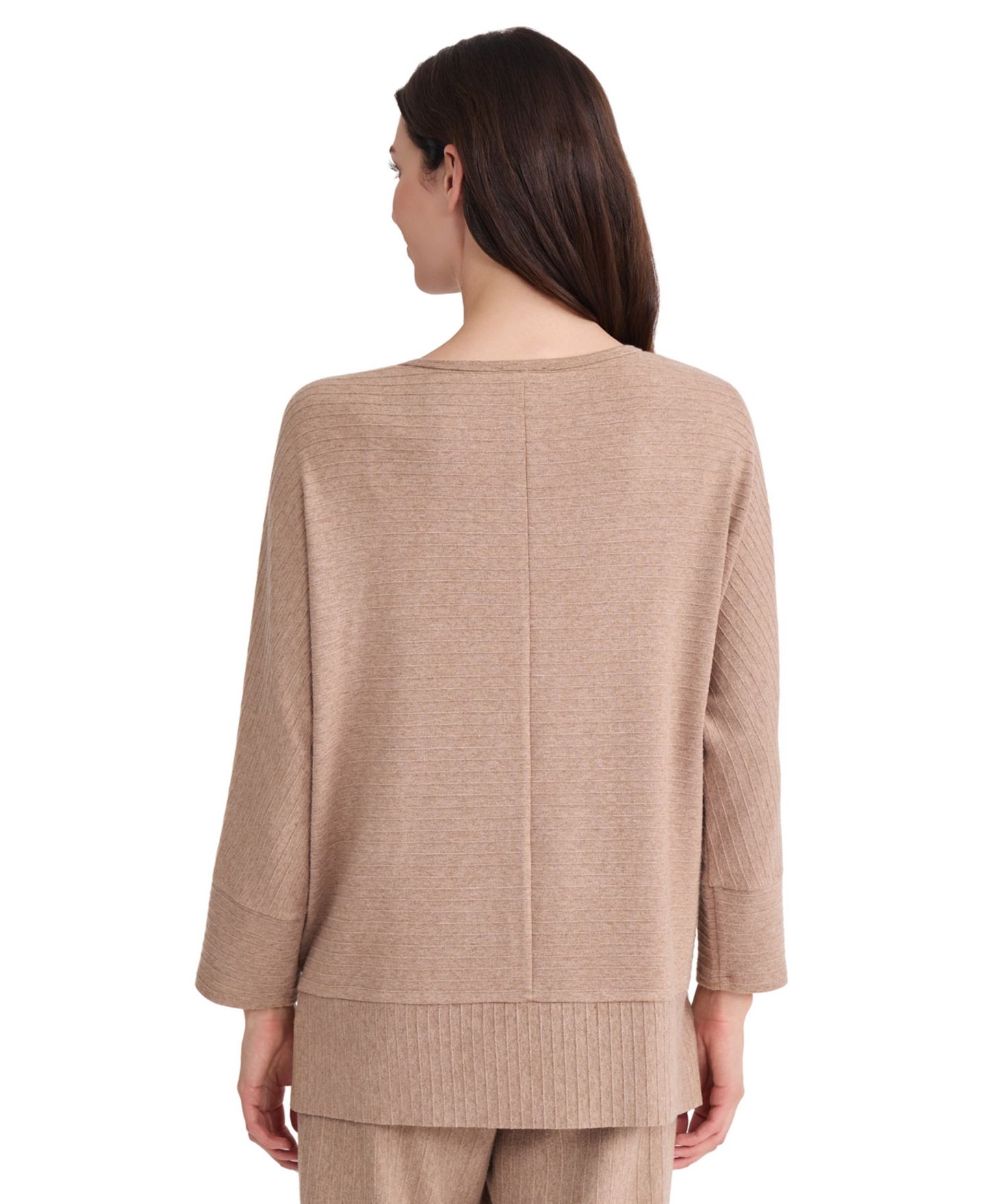Женский топ Jones New York Dolman Boat Neck Ribbed Tunic Top, цвет: Меланжевый — фото 4