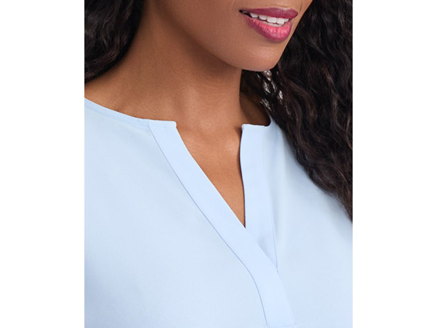 Женская блузка Jones New York Extended Shoulder Split Neck, цвет: Light Oxford — фото 4
