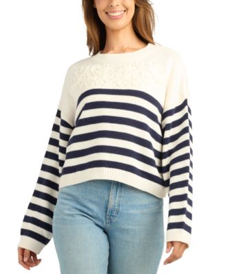 Juniors' Long-Sleeve Loose Cropped Sweater