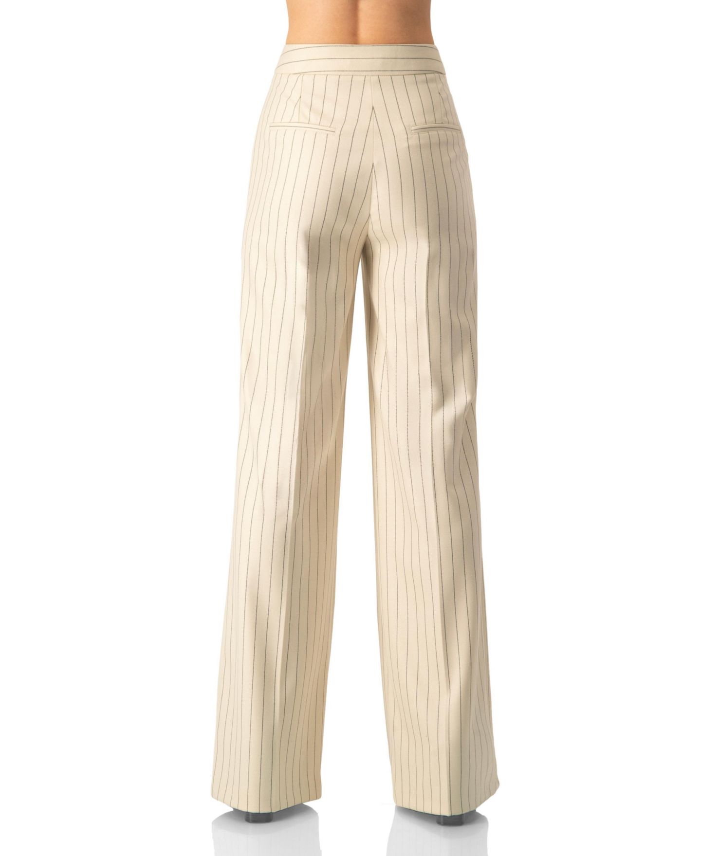 Женские брюки Ivonne Pinstripe Wide-Leg High-Waist, цвет: Бежевый — фото 3