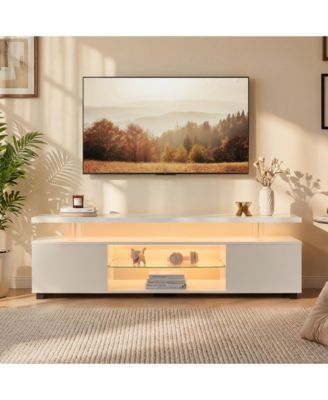 60" LED TV Stand with Storage Cabinet and Gaming Shelf