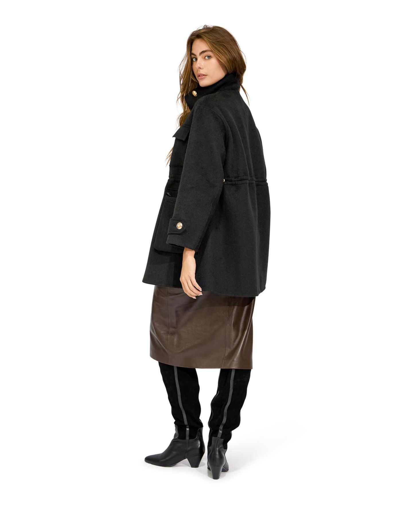 Женская куртка Belle & Bloom On The Move Utility Wool-Blend Drawstring-Waist, цвет: Чёрный — фото 4