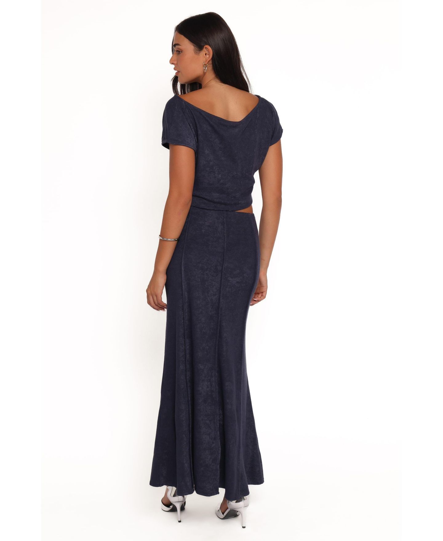 Женский комплект Petal and Pup Aria Boat-Neck Short-Sleeve Maxi Top and Skirt, 2-Piece Set, цвет: Джинсовый синий — фото 2