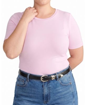 Plus Size Cloud Rib Fine Ribbed Fitted T-Shirt