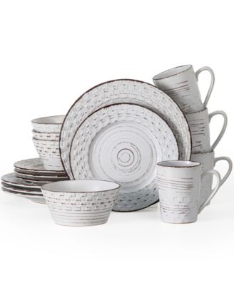 16 Piece Distressed Weave Dinnerware Set, Service for 4