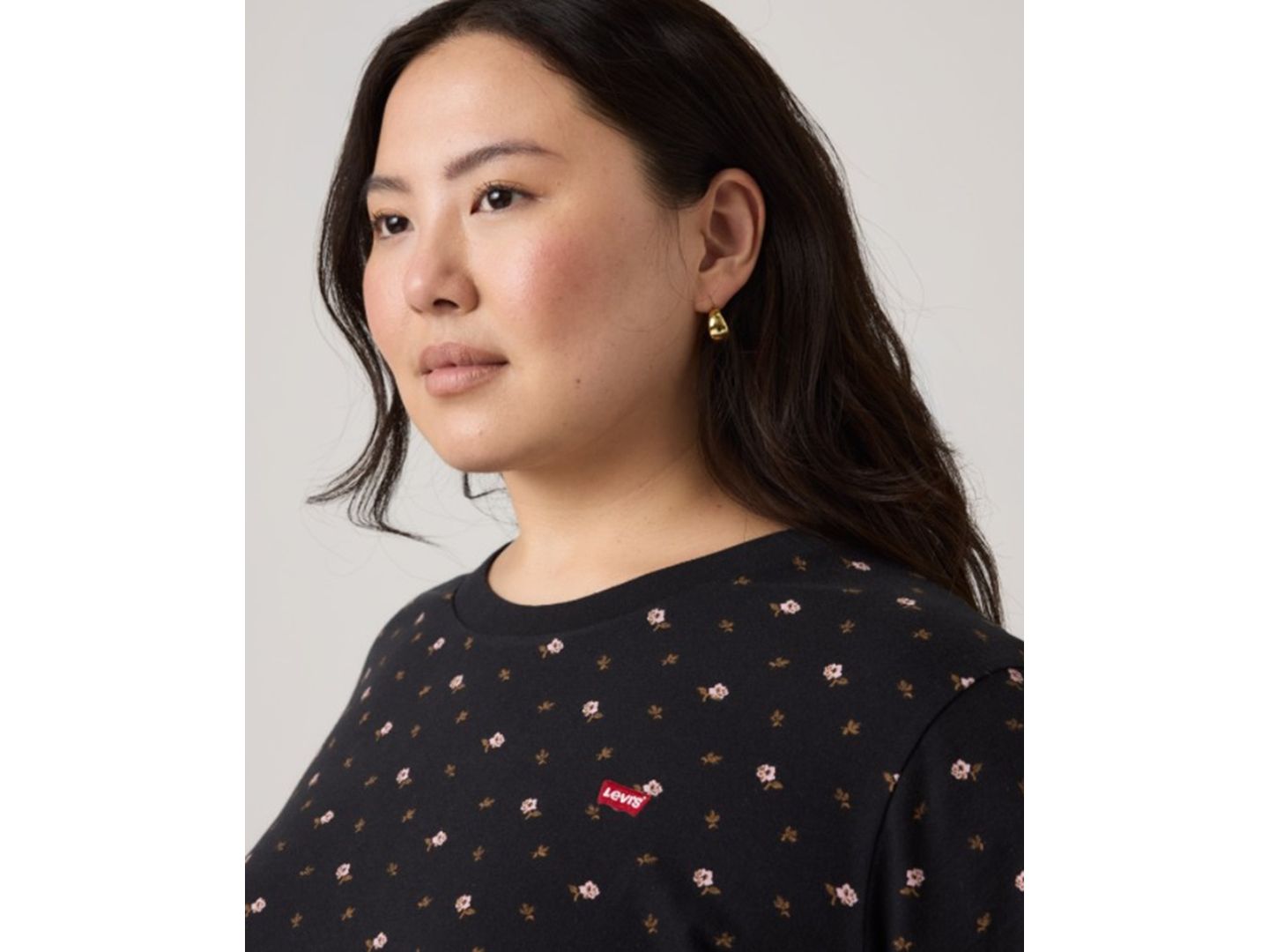 Женская футболка Levi's Plus Size Perfect Floral-Print Short-Sleeve, цвет: С принтом антрацитовый — фото 3