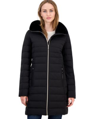 Women's Faux-Fur-Collar Hooded Packable Puffer Coat, Created for Macy's