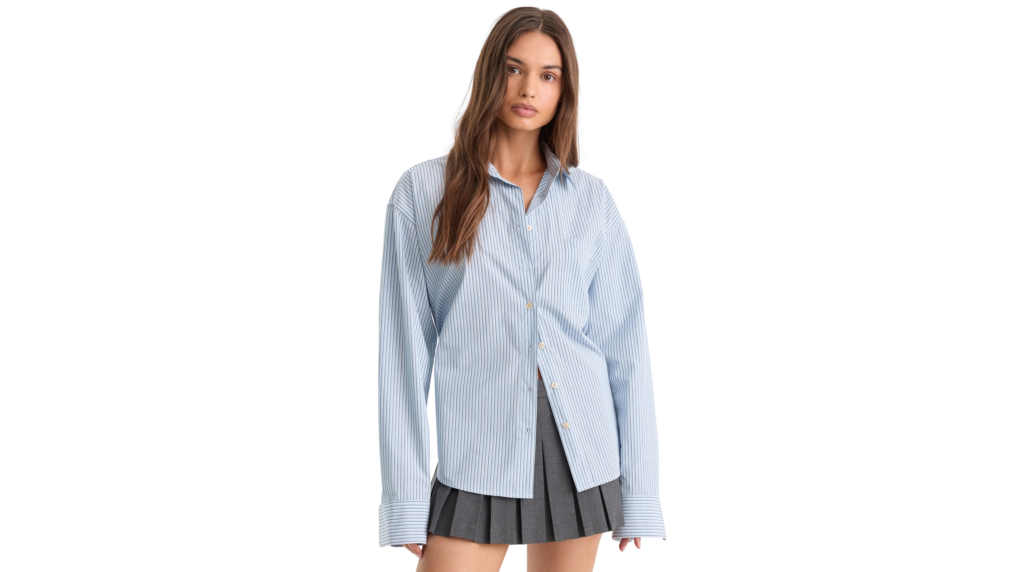 Good American Women's Oversized Collared Shirt