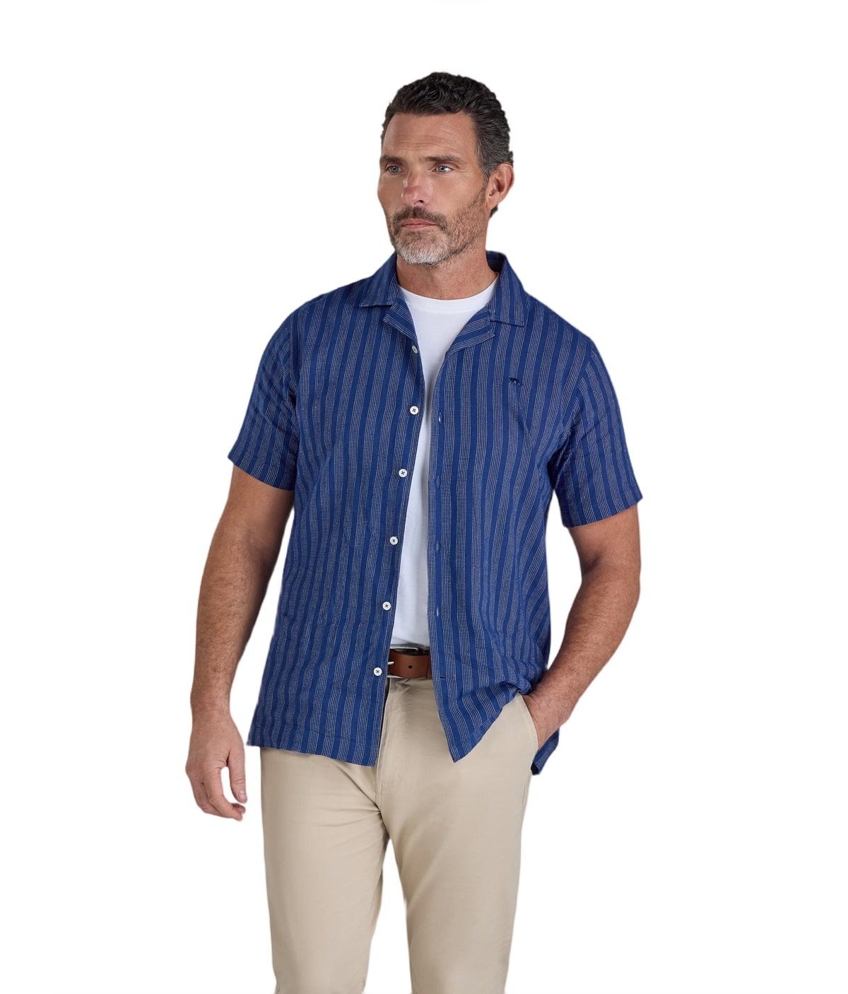 Raging Bull Men's Athen Stripe Linen Blend Shirt