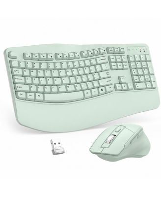Wave Ergonomic Wireless Adjustable Keyboard and Mouse Combo for USB