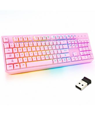 Wireless Rechargeable RGB Gaming Keyboard for PC, Mac OS, PS4, PS5, Xbox One, Xbox Series
