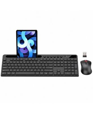 Wireless Silent Full-Size Keyboard and Mouse Combo [Compatible with Windows and macOS]