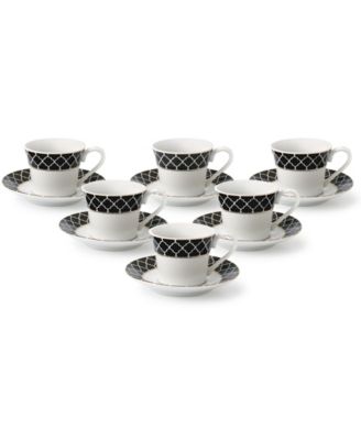 12 Piece 2oz Espresso Cup and Saucer Set, Service for 6
