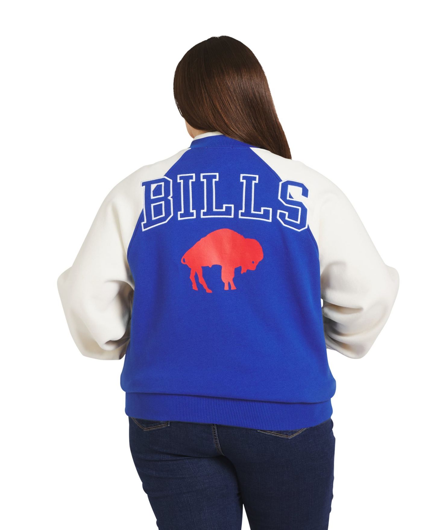 Женская куртка WEAR by Erin Andrews Royal/White Buffalo Bills Throwback Plus Size Fleece Varsity Full-Zip — фото 2