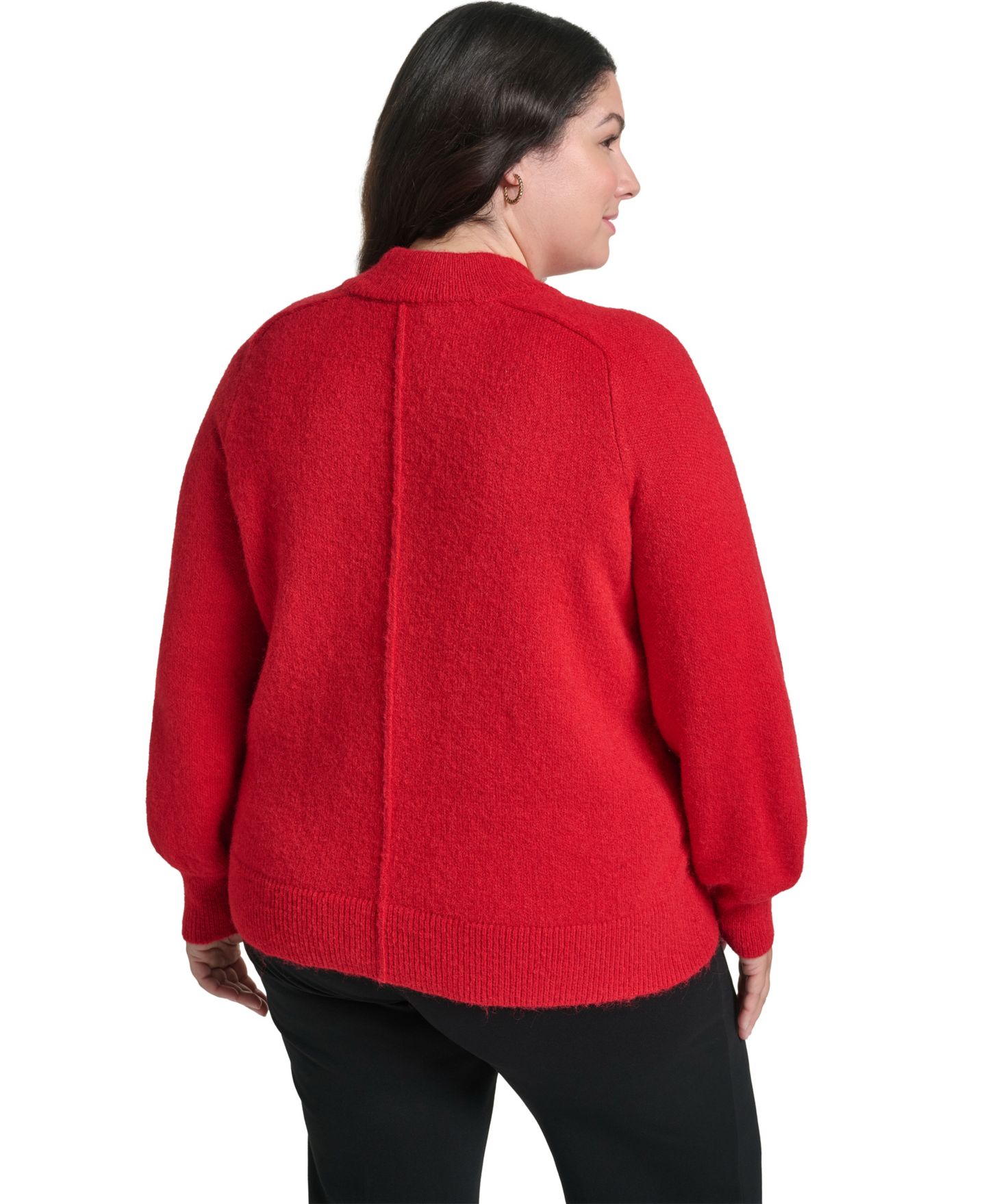 Женский свитер KARL LAGERFELD PARIS Plus Size Mock Neck Rhinestone Pullover, цвет: Красный — фото 5