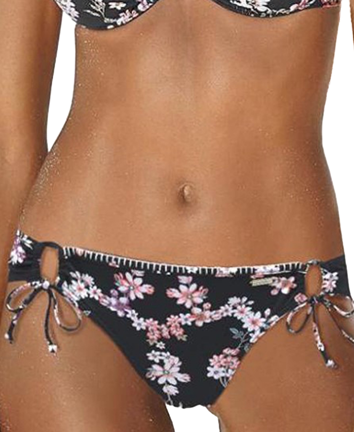 Lascana Women's Side Tie Bikini Swimsuit Bottom - Black printed
