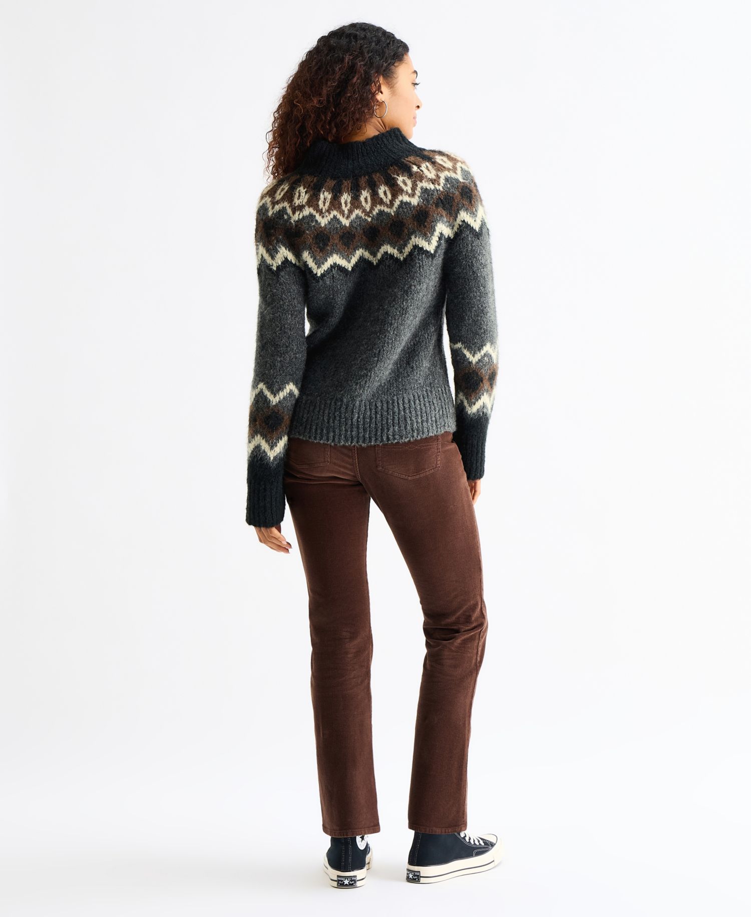 Women's Fair Isle Mock Neck Long-Sleeve Sweater
