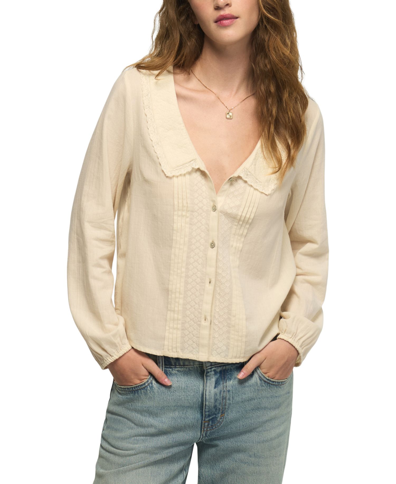 Women's Long-Sleeve Peter Pan Collar Blouse