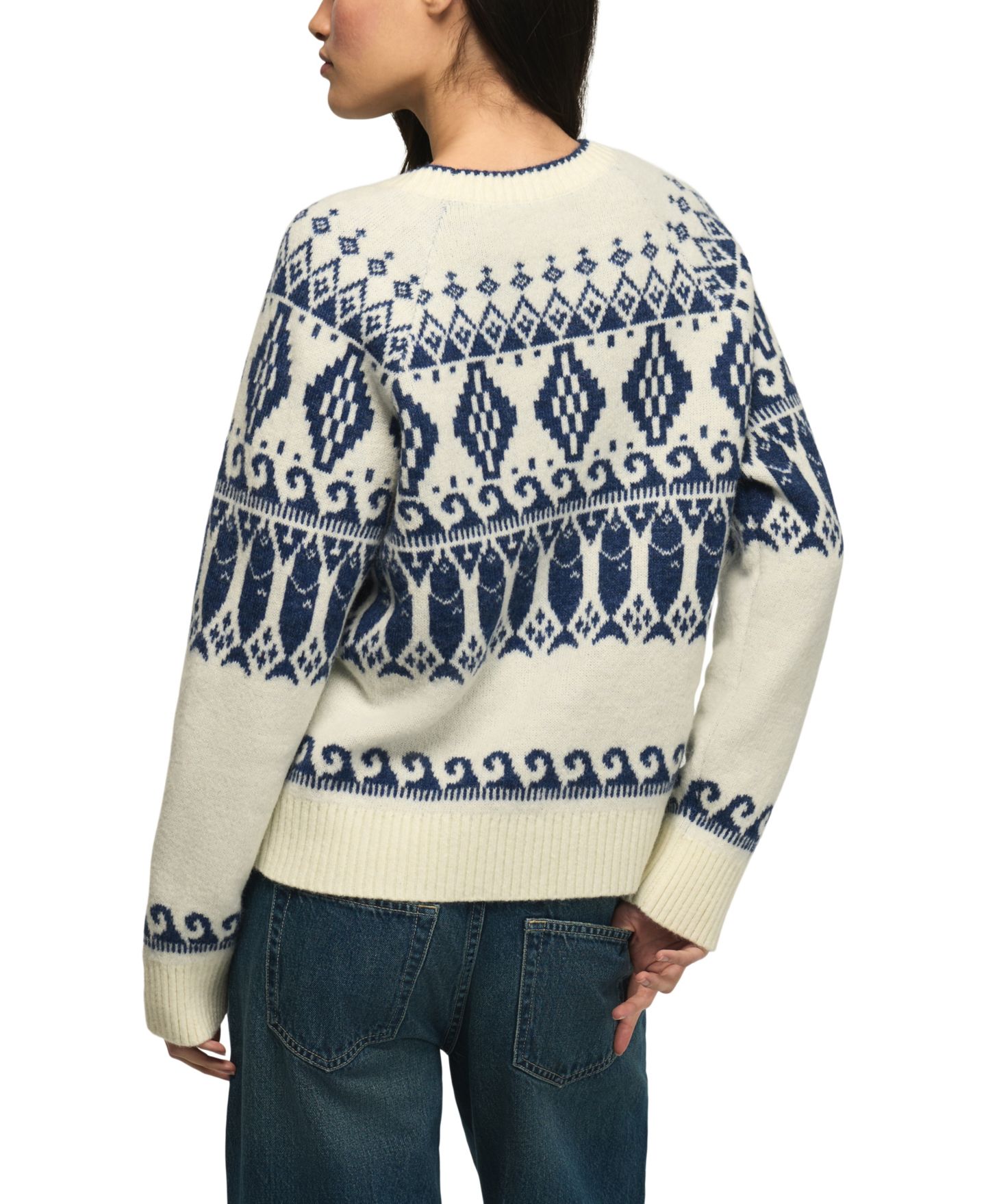 Женский свитер Lucky Brand Raglan Crewneck Fair Isle Long-Sleeve, цвет: Gardenia — фото 5