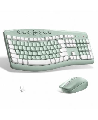Wireless Keyboard Mouse Combo Silent Ergonomic Design for Office and Home