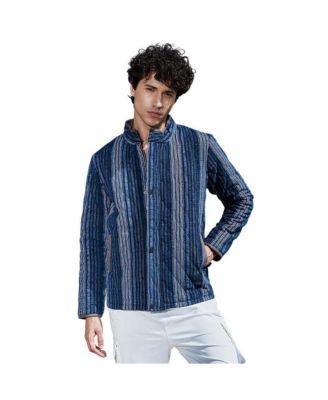 Men's Woven-Striped Quilted Jacket