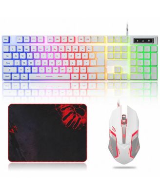 RGB Gaming Keyboard Mouse and Pad Set Wired LED Backlit for PC Laptop