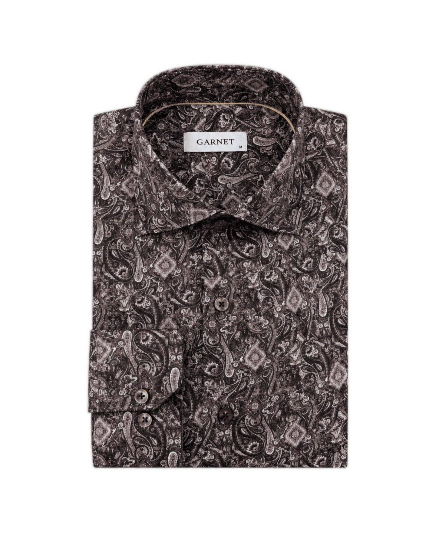 Мужская рубашка Garnet Spread Collar Print Long-Sleeve, цвет: Коньячный — фото 1