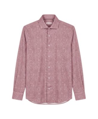 Men's Regular-Fit Textured Print Long-Sleeve Shirt