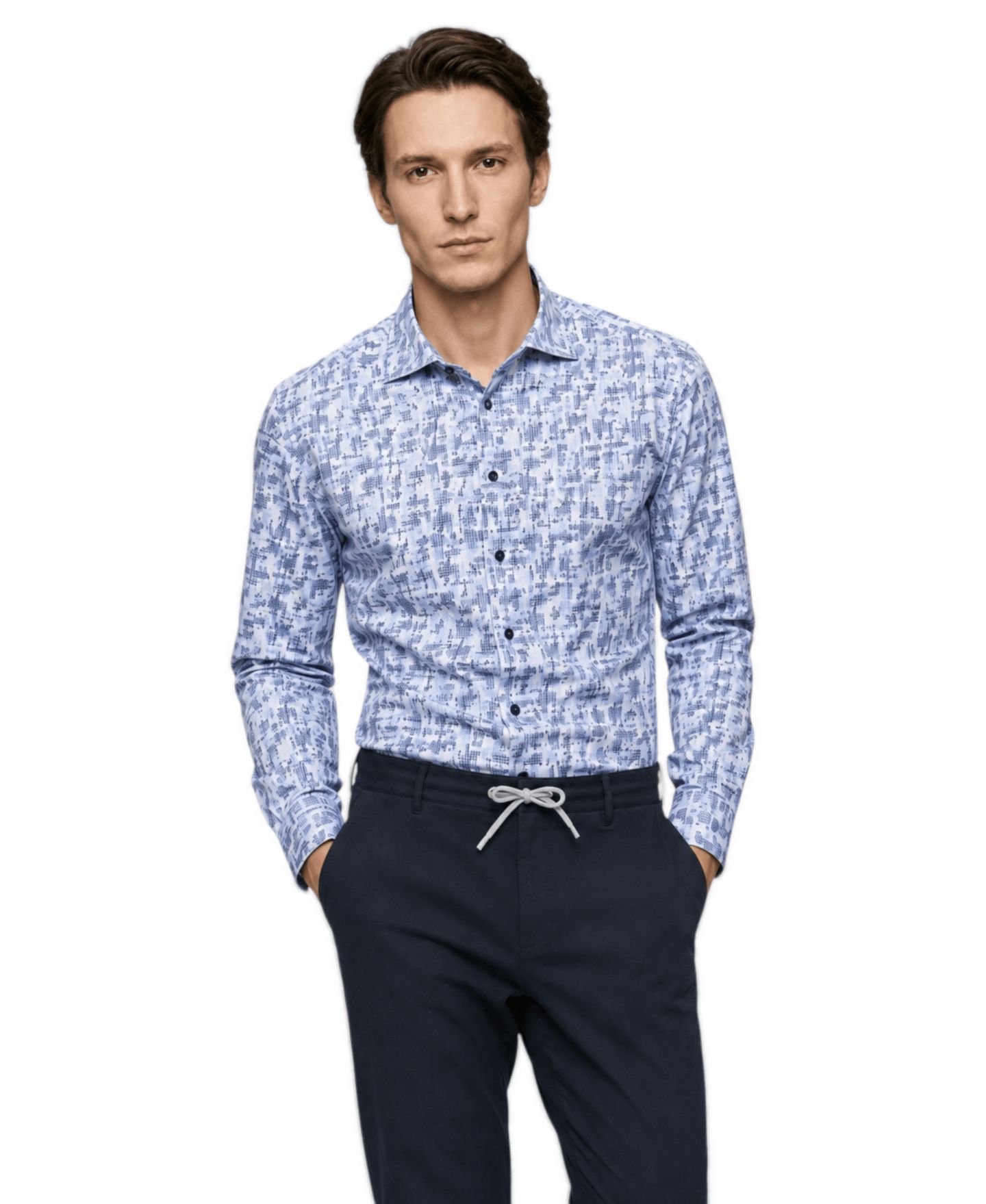 Мужская рубашка Garnet Regular-Fit Print Long-Sleeve Button-Down, цвет: Небесно-голубой — фото 6